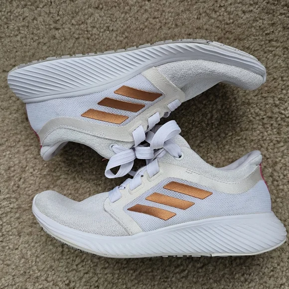 Adidas womens edge lux 3 copper metallic white athletic running sneakers size 7 - Picture 2 of 9